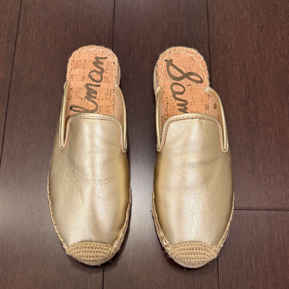 Gold Slip-On Espadrille Mules